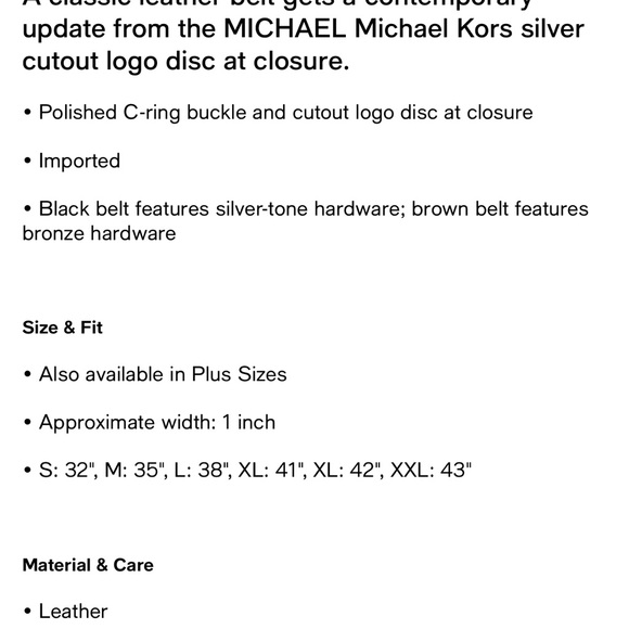 Michael Kors Leather Belt with MK Cutout Logo Disc belt - Picture 3 of 7